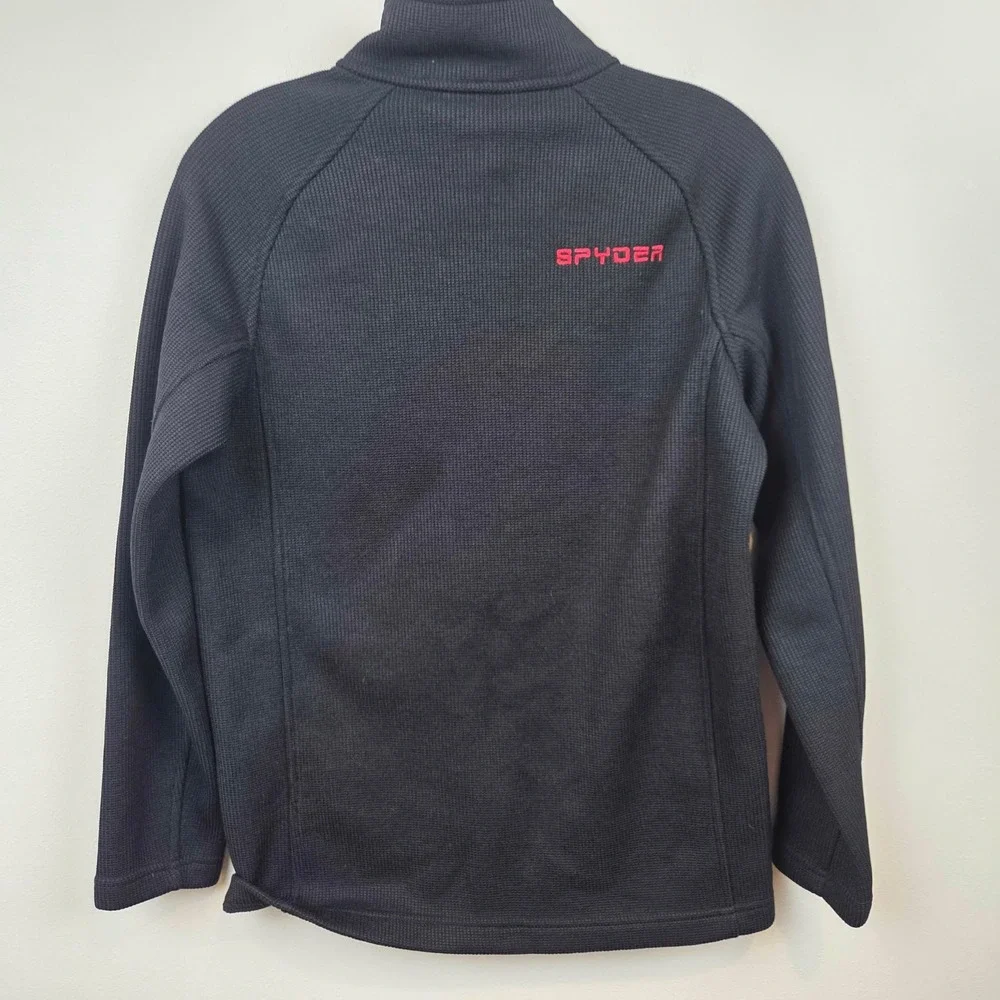 Spyder Kids Boys Black Red Full Zip Fleece Lined Sweatshirt Jacket Size L 14/16